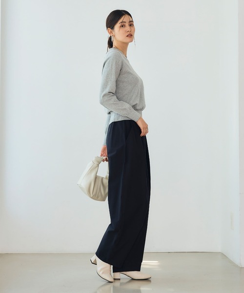 CROSS FUNCTION（クロスファンクション）の「《洗える》綿100％Vネックベーシックニット【CROSS FUNCTION/クロスファンクション】（ニット/セーター・レディース・チャコールグレー/ブラック/ブラウン/オフホワイト/カーキ/サックスブルー/ピンク/杢グレー・LL/M/L）」の17枚目の写真