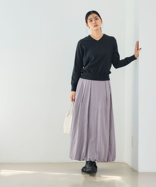 CROSS FUNCTION（クロスファンクション）の「《洗える》綿100％Vネックベーシックニット【CROSS FUNCTION/クロスファンクション】（ニット/セーター・レディース・チャコールグレー/ブラック/ブラウン/オフホワイト/カーキ/サックスブルー/ピンク/杢グレー・LL/M/L）」の20枚目の写真