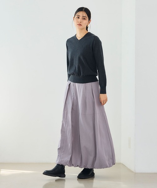 CROSS FUNCTION（クロスファンクション）の「《洗える》綿100％Vネックベーシックニット【CROSS FUNCTION/クロスファンクション】（ニット/セーター・レディース・チャコールグレー/ブラック/ブラウン/オフホワイト/カーキ/サックスブルー/ピンク/杢グレー・LL/M/L）」の22枚目の写真