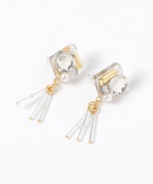 スクエアビジューピアス/MADE IN JAPAN/599555