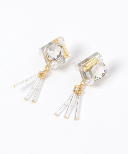 GLOBAL WORK(グローバルワーク)の「スクエアビジューピアス/MADE IN JAPAN/599555(ピアス(両耳用)・レディース・ゴールド/シルバー・FREE)」の1枚目の写真