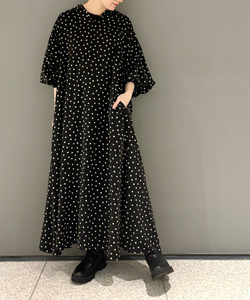 JOURNAL STANDARD LUXE（ジャーナルスタンダード　ラックス）の「ドット プルオーバーワンピース（ワンピース・レディース・ブラック・FREE）」の7枚目の写真