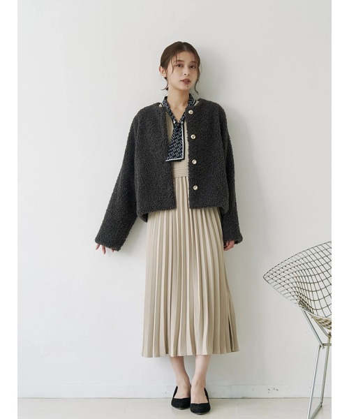 ボア ノーカラー ブルゾン 岸本セシルさん着用】ノーカラーボアブルゾン | N. Natural Beauty