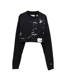【MIHARAYASUHIRO/ミハラヤスヒロ】EMBELLISHED DISTRESSED LONG SLEEVES MINI TEE/エンベリッシュドクロップロングスリーブTシャツ/ミニTEE