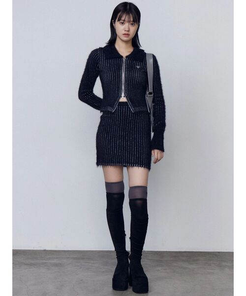 EMODA(エモダ)の「シャギープレーティングポケットスカート(スカート・レディース・ブラウン/ブラック・FREE)」の4枚目の写真