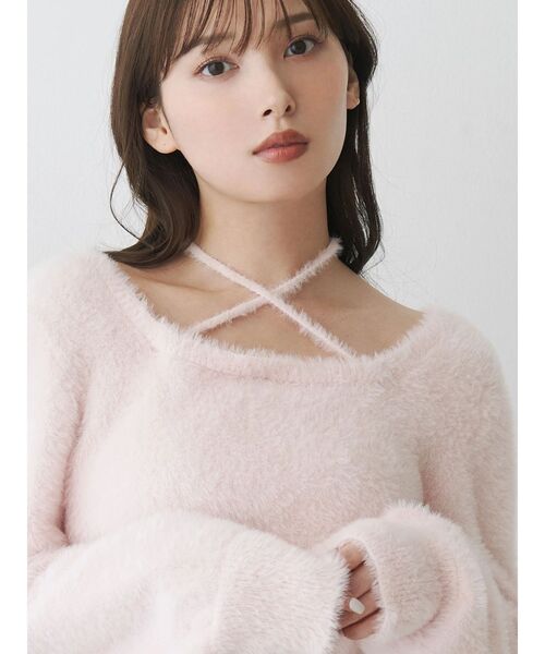 MERCURYDUO（マーキュリーデュオ）の「ミニシャギーチョーカーニット（ニット/セーター・レディース・ベビーピンク/ブラウン/アイボリー/グレー・FREE）」の4枚目の写真