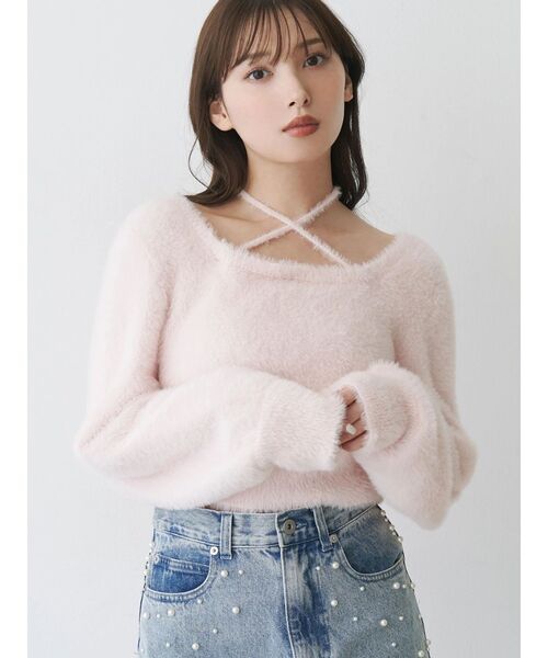 MERCURYDUO（マーキュリーデュオ）の「ミニシャギーチョーカーニット（ニット/セーター・レディース・ベビーピンク/ブラウン/アイボリー/グレー・FREE）」の14枚目の写真