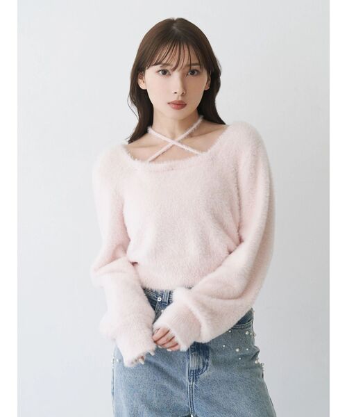 MERCURYDUO（マーキュリーデュオ）の「ミニシャギーチョーカーニット（ニット/セーター・レディース・ベビーピンク/ブラウン/アイボリー/グレー・FREE）」の17枚目の写真
