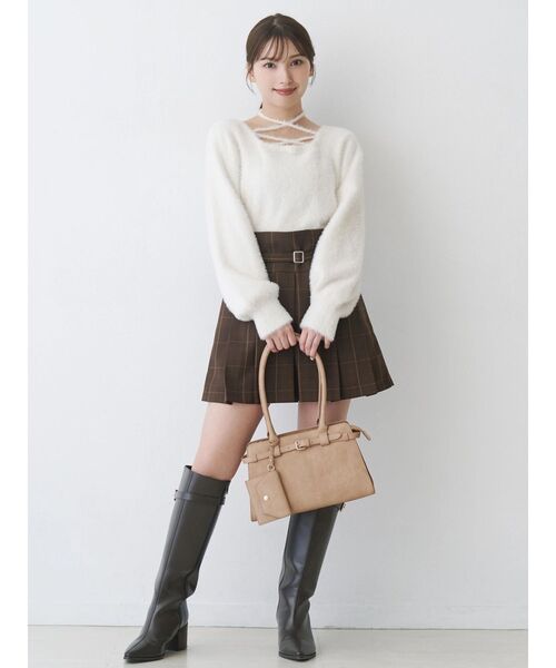 MERCURYDUO（マーキュリーデュオ）の「ミニシャギーチョーカーニット（ニット/セーター・レディース・ベビーピンク/ブラウン/アイボリー/グレー・FREE）」の18枚目の写真