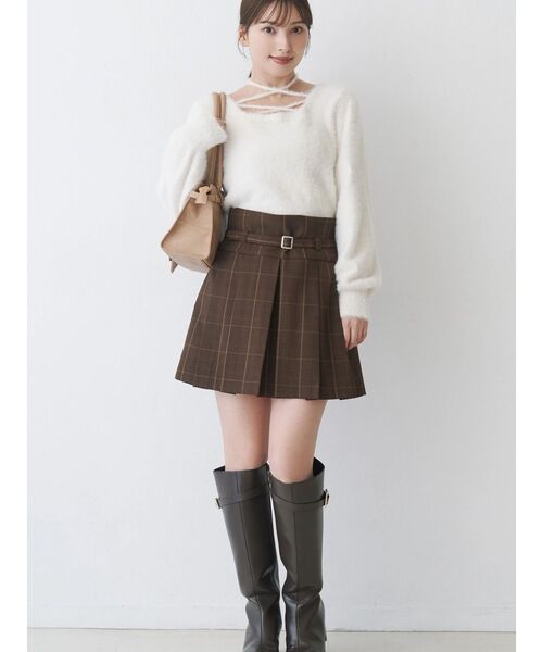 MERCURYDUO（マーキュリーデュオ）の「ミニシャギーチョーカーニット（ニット/セーター・レディース・ベビーピンク/ブラウン/アイボリー/グレー・FREE）」の19枚目の写真