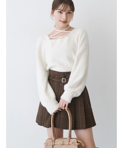 MERCURYDUO（マーキュリーデュオ）の「ミニシャギーチョーカーニット（ニット/セーター・レディース・ベビーピンク/ブラウン/アイボリー/グレー・FREE）」の20枚目の写真