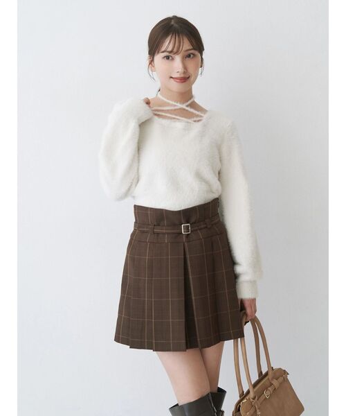 MERCURYDUO（マーキュリーデュオ）の「ミニシャギーチョーカーニット（ニット/セーター・レディース・ベビーピンク/ブラウン/アイボリー/グレー・FREE）」の21枚目の写真