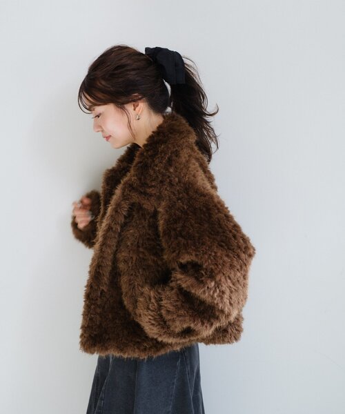 ダナキャラン　毛皮　ファー　コート　着丈120cm ブラウン Kastane（カスタネ）の「カールミドルファーコート（その他アウター
