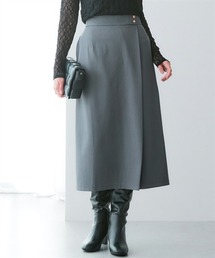 7days Life Styling | 落ち感ドレープ素材ウエスト金ボタンラップ風タイトスカート(タテヨコストレッチ・しわになりにくい・速乾・UVカット)<大きいサイズ有>(スカート)