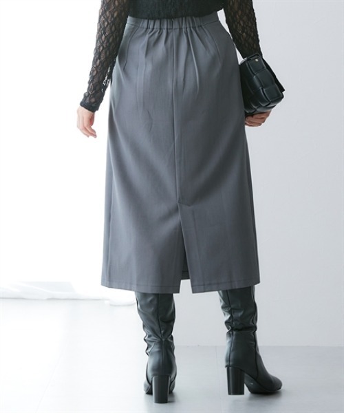 7days Life Styling(セブンデイズライフスタイリング)の「落ち感ドレープ素材ウエスト金ボタンラップ風タイトスカート(タテヨコストレッチ・しわになりにくい・速乾・UVカット)<大きいサイズ有>(スカート・レディース・グレー/ブラック・M/L/LL/3L)」の18枚目の写真