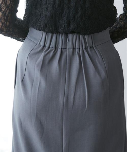 7days Life Styling(セブンデイズライフスタイリング)の「落ち感ドレープ素材ウエスト金ボタンラップ風タイトスカート(タテヨコストレッチ・しわになりにくい・速乾・UVカット)<大きいサイズ有>(スカート・レディース・グレー/ブラック・M/L/LL/3L)」の20枚目の写真