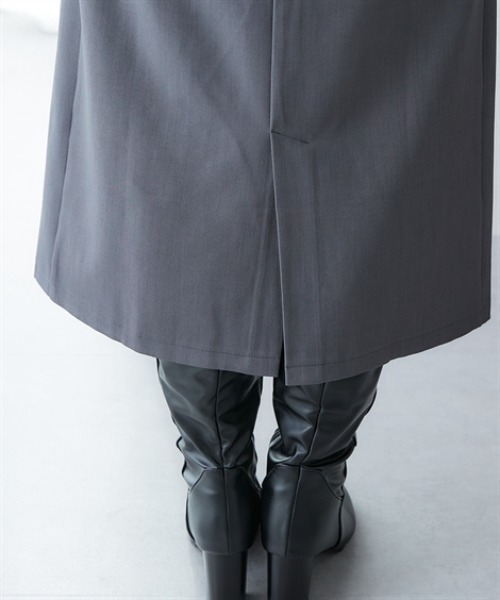 7days Life Styling(セブンデイズライフスタイリング)の「落ち感ドレープ素材ウエスト金ボタンラップ風タイトスカート(タテヨコストレッチ・しわになりにくい・速乾・UVカット)<大きいサイズ有>(スカート・レディース・グレー/ブラック・M/L/LL/3L)」の21枚目の写真