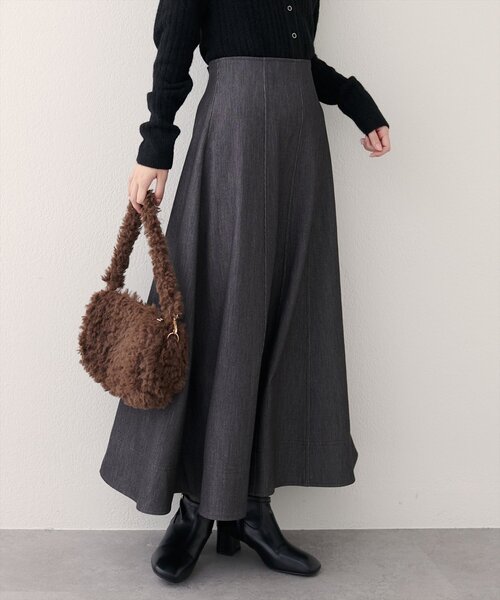 natural couture（ナチュラルクチュール）の「ワイド切り替えヘムフレアスカート（スカート・レディース・ネイビー/ブラウン/グレー・FREE）」の8枚目の写真