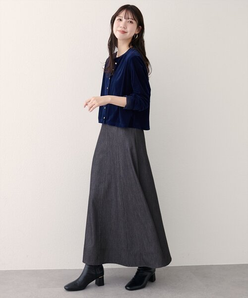 natural couture（ナチュラルクチュール）の「ワイド切り替えヘムフレアスカート（スカート・レディース・ネイビー/ブラウン/グレー・FREE）」の7枚目の写真