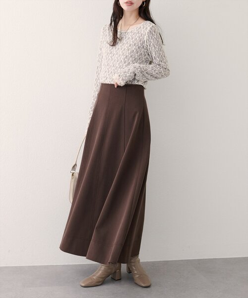 natural couture（ナチュラルクチュール）の「ワイド切り替えヘムフレアスカート（スカート・レディース・ネイビー/ブラウン/グレー・FREE）」の17枚目の写真