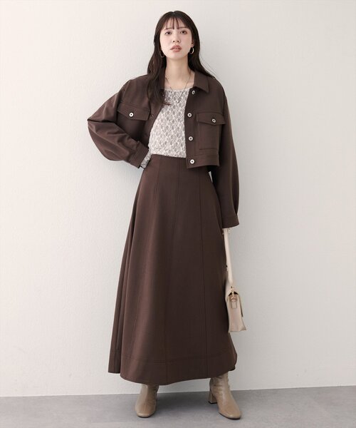 natural couture（ナチュラルクチュール）の「ワイド切り替えヘムフレアスカート（スカート・レディース・ネイビー/ブラウン/グレー・FREE）」の20枚目の写真