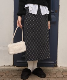 Birthday room（バースデイルーム）の「ウールロングチェックスカート/wool long check skirt（スカート・レディース）」