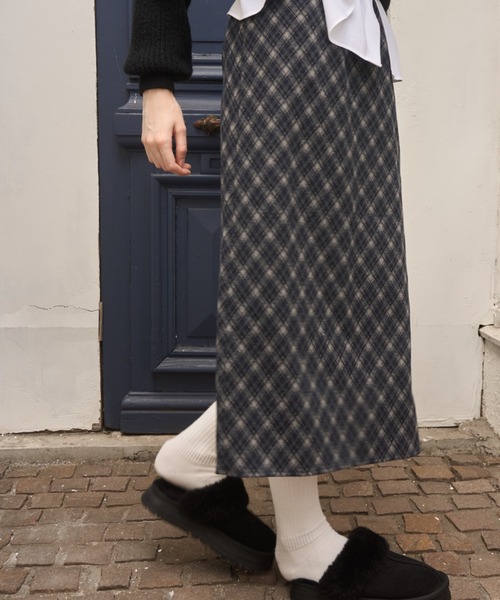ウールロングチェックスカート/wool long check skirt(スカート ウールロングチェックスカート/wool long check skirt(スカート