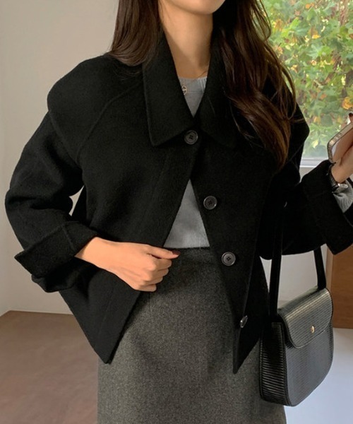 ジャケット・アウター L'AUBEBLANC Constructive Wool Short Coat Constructive Wool Short coat – L'AUBE BLANC