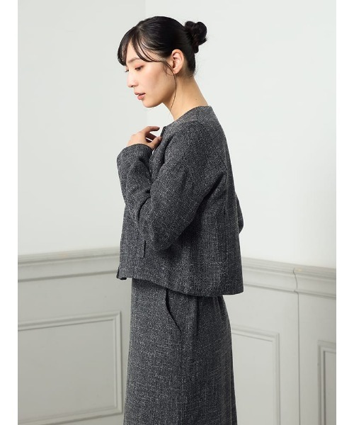 HARUYAMA(ハルヤマ)の「【WEB限定】ツイードノーカラージャケット FURRY(ブルゾン・レディース・ブラック・F)」の2枚目の写真