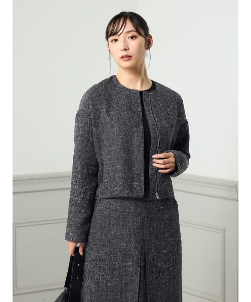 HARUYAMA(ハルヤマ)の「【WEB限定】ツイードノーカラージャケット FURRY(ブルゾン・レディース・ブラック・F)」の4枚目の写真