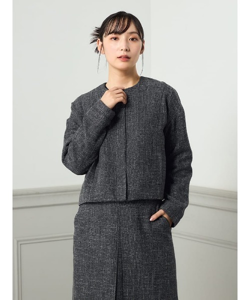 HARUYAMA(ハルヤマ)の「【WEB限定】ツイードノーカラージャケット FURRY(ブルゾン・レディース・ブラック・F)」の5枚目の写真