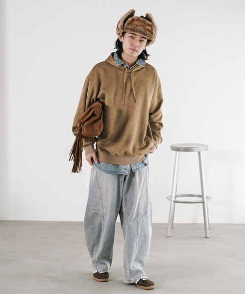 BAYFLOW（ベイフロー）の「スウェードライクポンチパーカー（Tシャツ/カットソー・メンズ・ブラック/ベージュ/グリーン・MEDIUM/LARGE）」の7枚目の写真