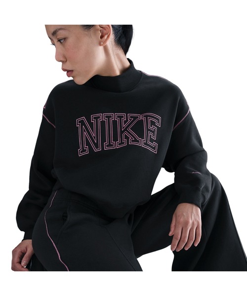 NIKE（ナイキ）の「NIKE/ナイキ W NSW PHNX FLC MOCK NECK（スウェット・レディース・ブラック/グレー/チャコールグレー・S/M/L/XL）」の9枚目の写真