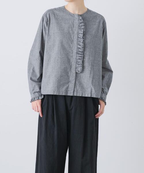 かぐれ（カグレ）の「コットンシルクフリルブラウス（シャツ/ブラウス・レディース・チェック/ブラック・FREE）」の6枚目の写真