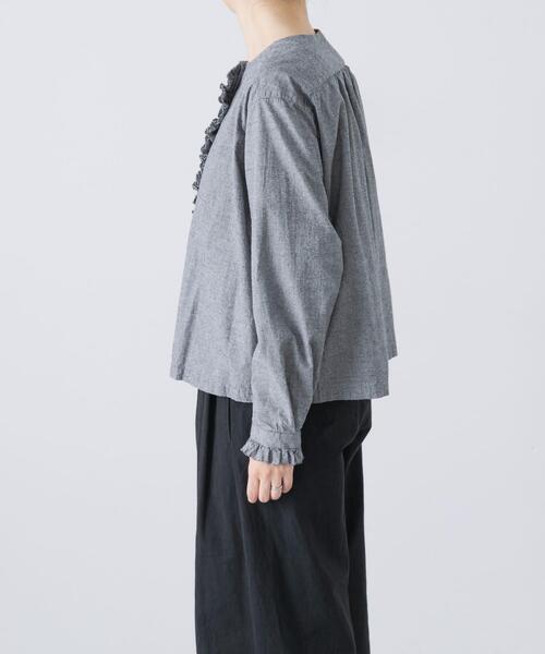 かぐれ（カグレ）の「コットンシルクフリルブラウス（シャツ/ブラウス・レディース・チェック/ブラック・FREE）」の9枚目の写真