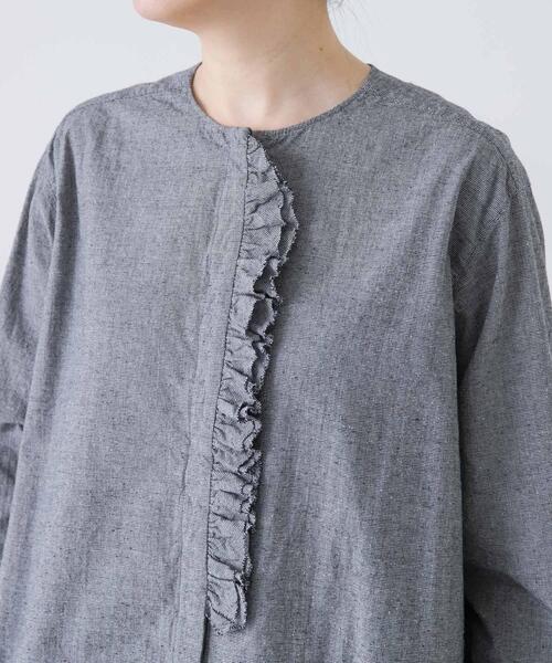 かぐれ（カグレ）の「コットンシルクフリルブラウス（シャツ/ブラウス・レディース・チェック/ブラック・FREE）」の11枚目の写真