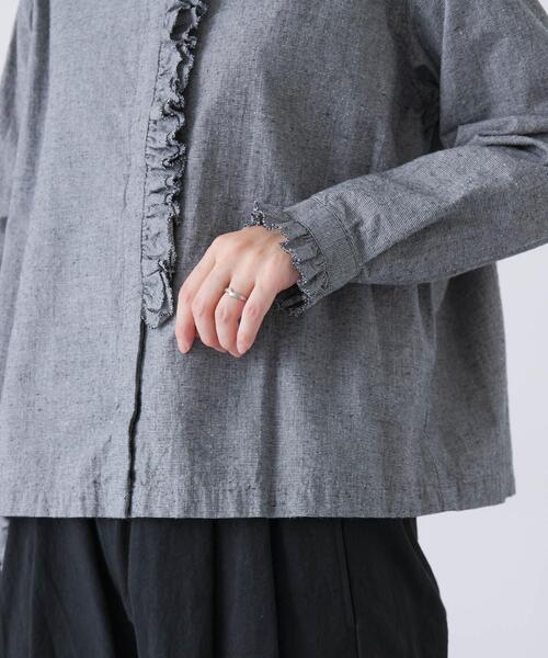 かぐれ（カグレ）の「コットンシルクフリルブラウス（シャツ/ブラウス・レディース・チェック/ブラック・FREE）」の12枚目の写真