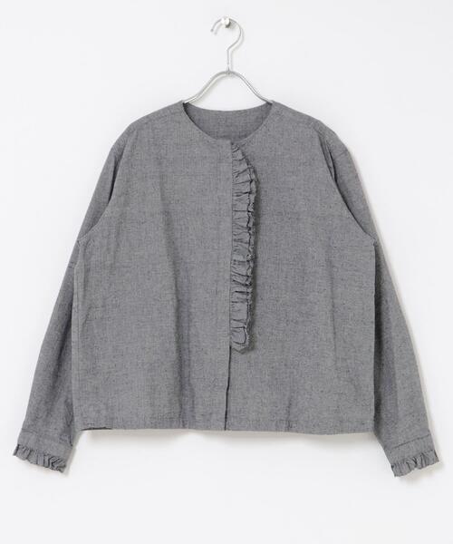 かぐれ（カグレ）の「コットンシルクフリルブラウス（シャツ/ブラウス・レディース・チェック/ブラック・FREE）」の14枚目の写真