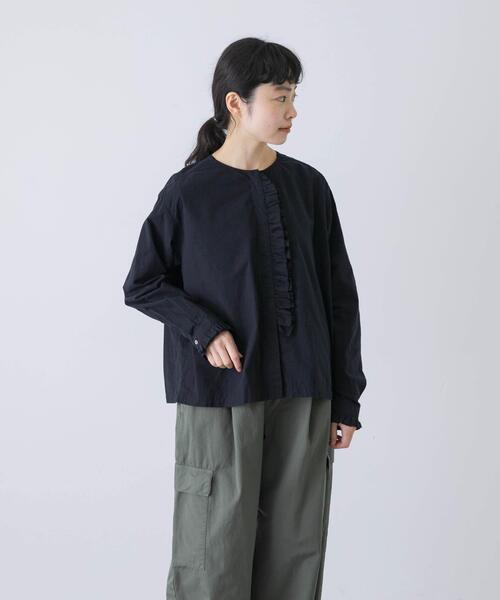 かぐれ（カグレ）の「コットンシルクフリルブラウス（シャツ/ブラウス・レディース・チェック/ブラック・FREE）」の21枚目の写真