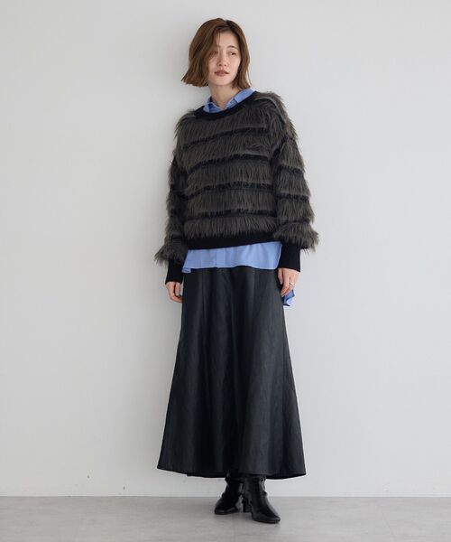 YECCA VECCA（イェッカヴェッカ）の「フェザーマルチボーダーニット（ニット/セーター・レディース・ブラウン/ブラック/サックスブルー・FREE）」の21枚目の写真