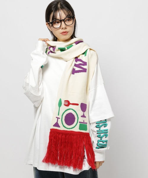 niko and...(ニコアンド)の「【Fishs Eddy(フィッシュエディ)】ニットマフラー【UNISEX】(マフラー・レディース・アイボリー/ネイビー・FREE)」の3枚目の写真