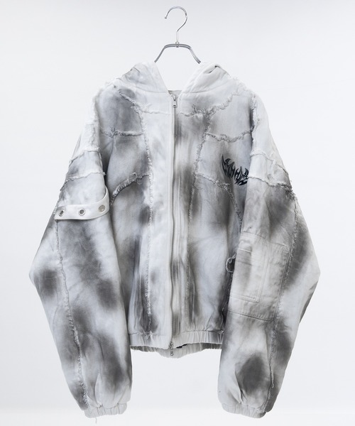 JOHN'S CLOSET（ジョンズクローゼット）の「【13】グランジデザイン フードジャケット（ブルゾン・メンズ・ブラック/ホワイト・MEDIUM/LARGE）」の3枚目の写真