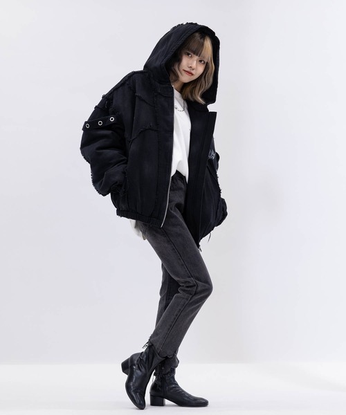 JOHN'S CLOSET（ジョンズクローゼット）の「【13】グランジデザイン フードジャケット（ブルゾン・メンズ・ブラック/ホワイト・MEDIUM/LARGE）」の11枚目の写真