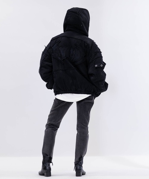 JOHN'S CLOSET（ジョンズクローゼット）の「【13】グランジデザイン フードジャケット（ブルゾン・メンズ・ブラック/ホワイト・MEDIUM/LARGE）」の12枚目の写真