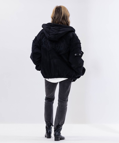 JOHN'S CLOSET（ジョンズクローゼット）の「【13】グランジデザイン フードジャケット（ブルゾン・メンズ・ブラック/ホワイト・MEDIUM/LARGE）」の13枚目の写真