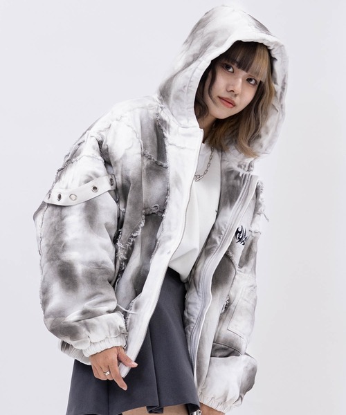 JOHN'S CLOSET（ジョンズクローゼット）の「【13】グランジデザイン フードジャケット（ブルゾン・メンズ・ブラック/ホワイト・MEDIUM/LARGE）」の18枚目の写真