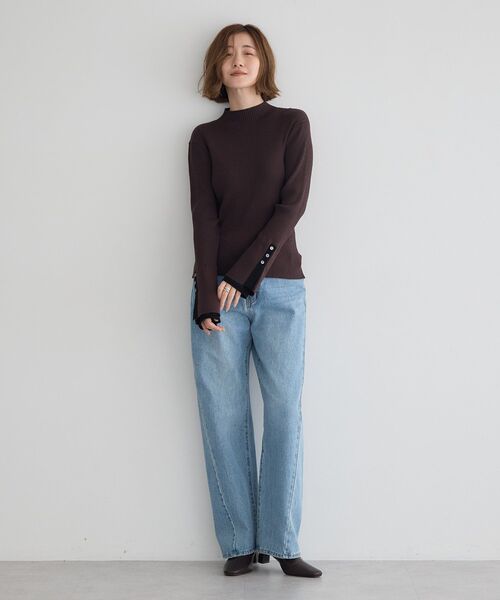 YECCA VECCA(イェッカヴェッカ)の「袖口レイヤードリブニット(ニット/セーター・レディース・チャコールグレー/ブラック/ベージュ/ミント・FREE)」の18枚目の写真