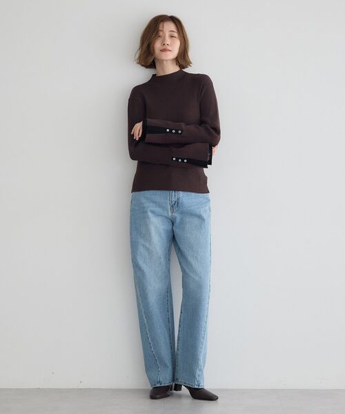 YECCA VECCA(イェッカヴェッカ)の「袖口レイヤードリブニット(ニット/セーター・レディース・チャコールグレー/ブラック/ベージュ/ミント・FREE)」の19枚目の写真