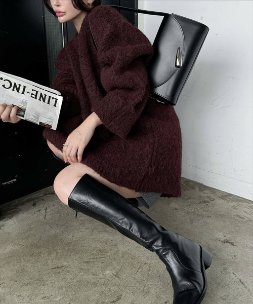 WILLFULLY（ウィルフリー）の「jacquard big silhouette knit（ニット/セーター・レディース・ブラック/チャコール/ボルドー・FREE）」の14枚目の写真