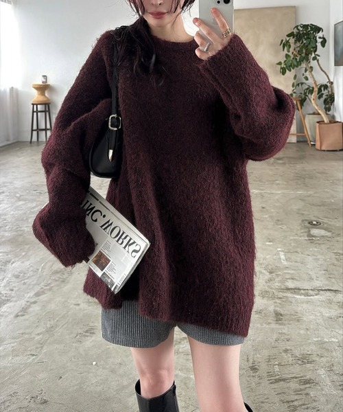 WILLFULLY（ウィルフリー）の「jacquard big silhouette knit（ニット/セーター・レディース・ブラック/チャコール/ボルドー・FREE）」の12枚目の写真